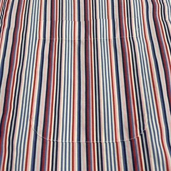 Peter Millar Men Button Down Shirt Size 16 Long Pink Blue Striped Long Sleeve - Picture 8 of 14
